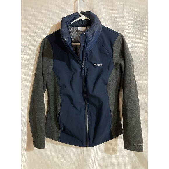Columbia Jackets & Blazers - Columbia Women’s Medium Jacket Omni Heat Blue Gray Felt Sleeves Unique Style